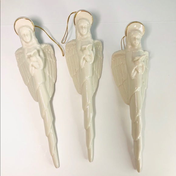 Lenox Other - Set of (3) White Porcelain Angels Singing Ornament